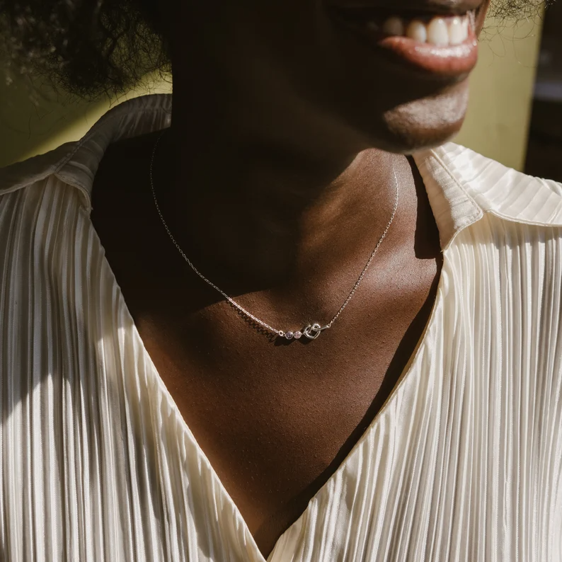 Love Knot Birthstone Necklace In Gold Vermeil