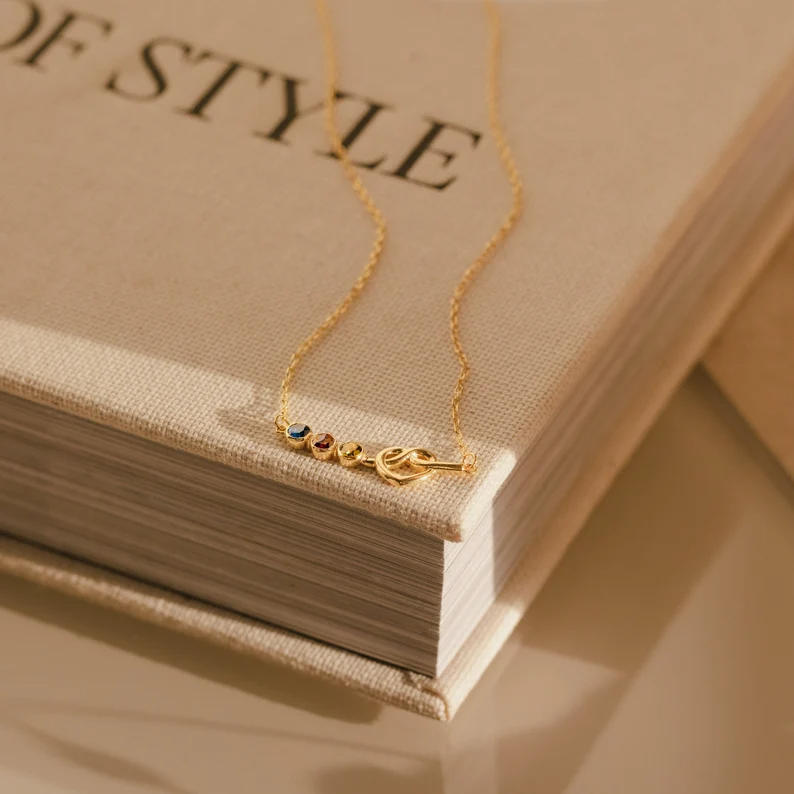 Love Knot Birthstone Necklace In Gold Vermeil