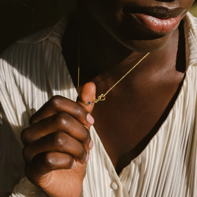Love Knot Birthstone Necklace In Gold Vermeil