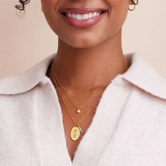 Prairie Birth Flower and Birthstones Initial Necklace in 14K Gold