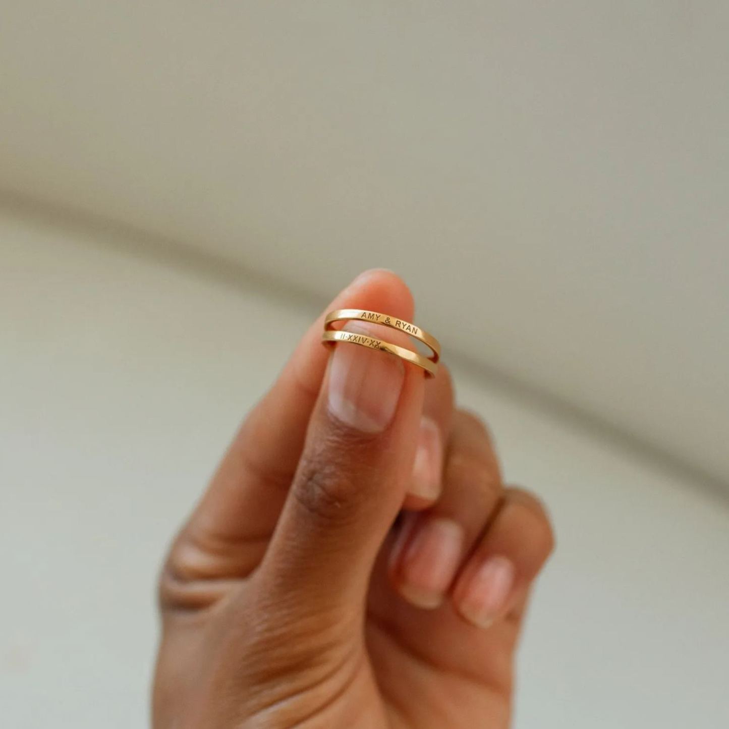 Custom Engraved Skinny Band Ring in Sterling Silver