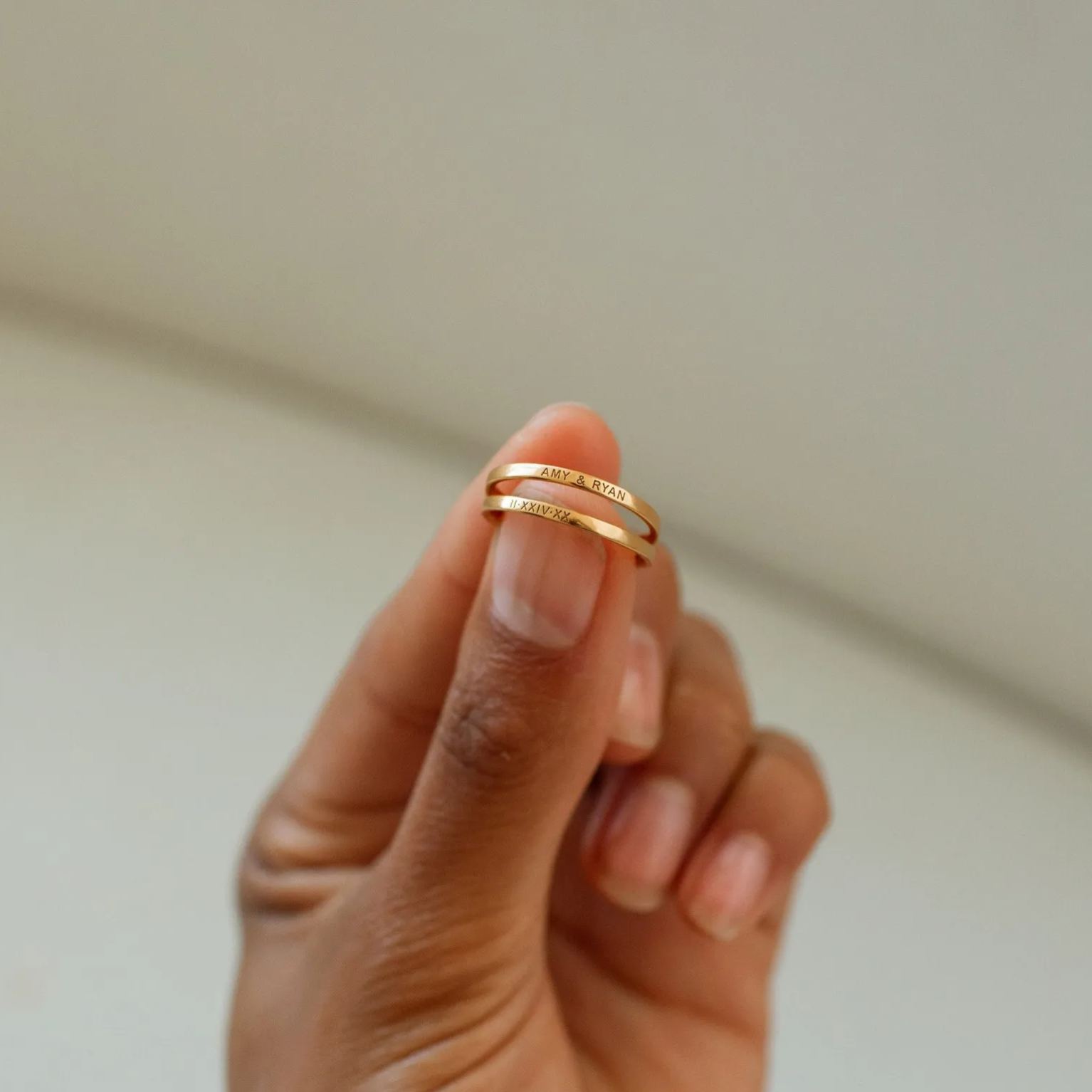 Custom Engraved Skinny Band Ring in Sterling Silver