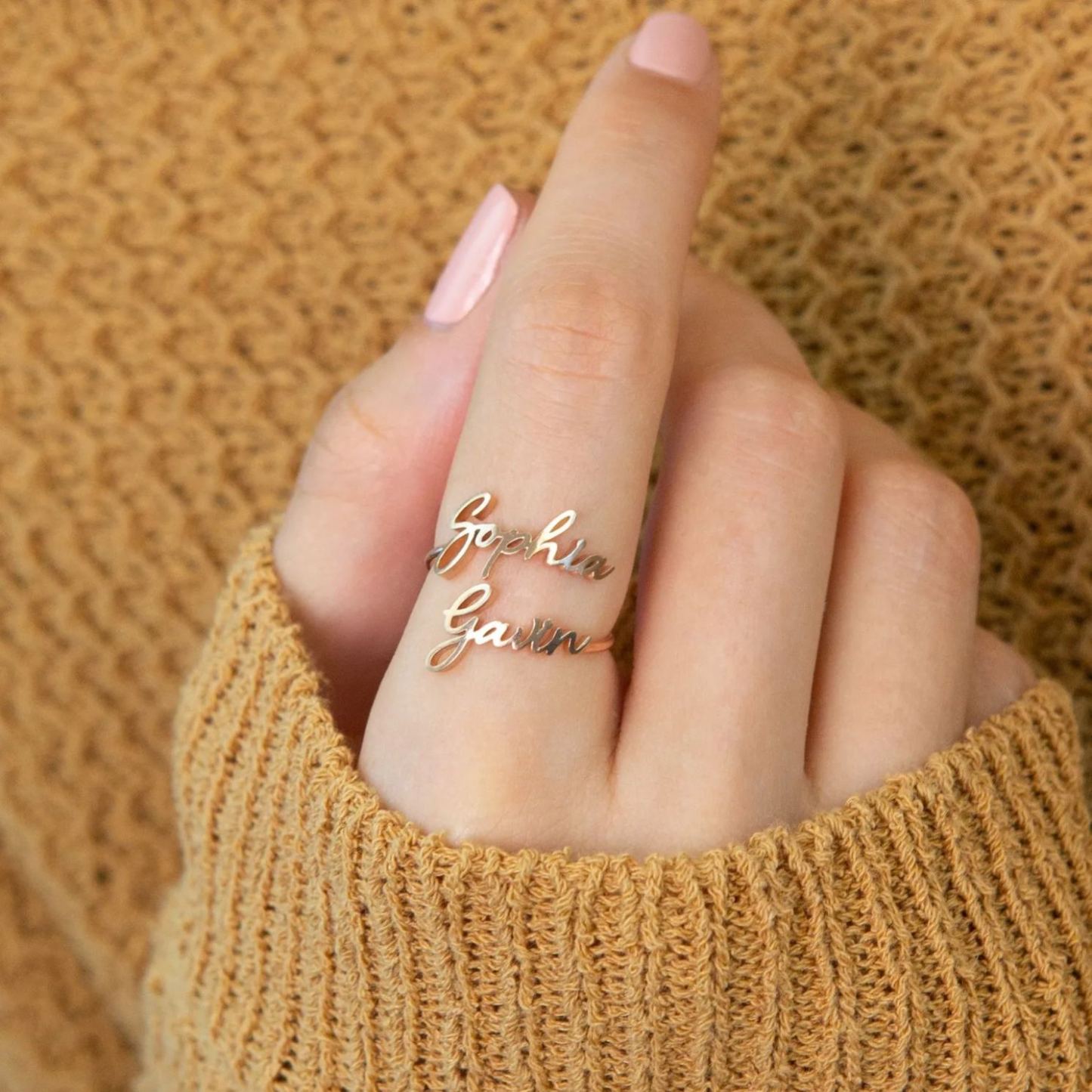 Double Name Ring in Sterling Silver