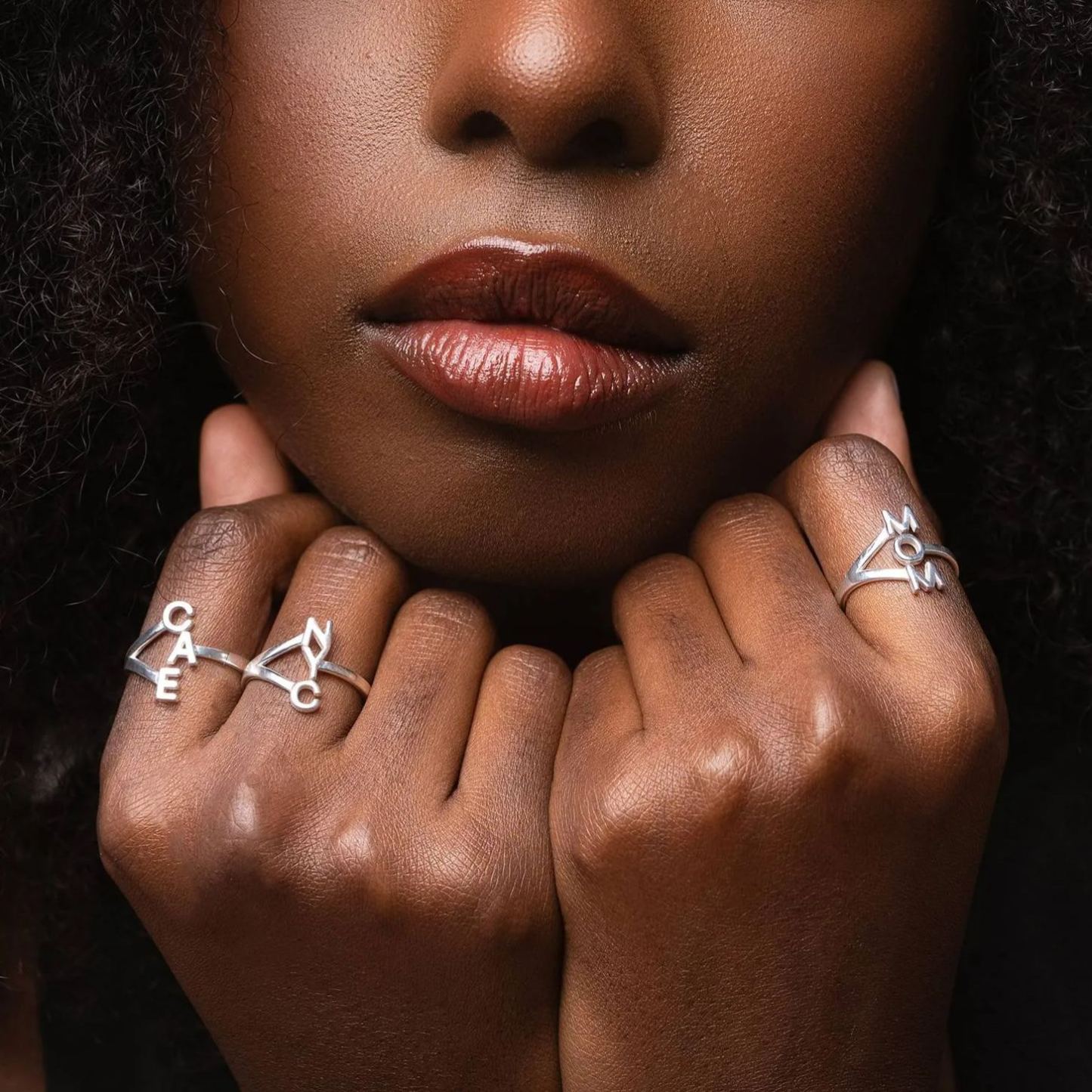 Three Initial Infinity Ring in Sterling Silver