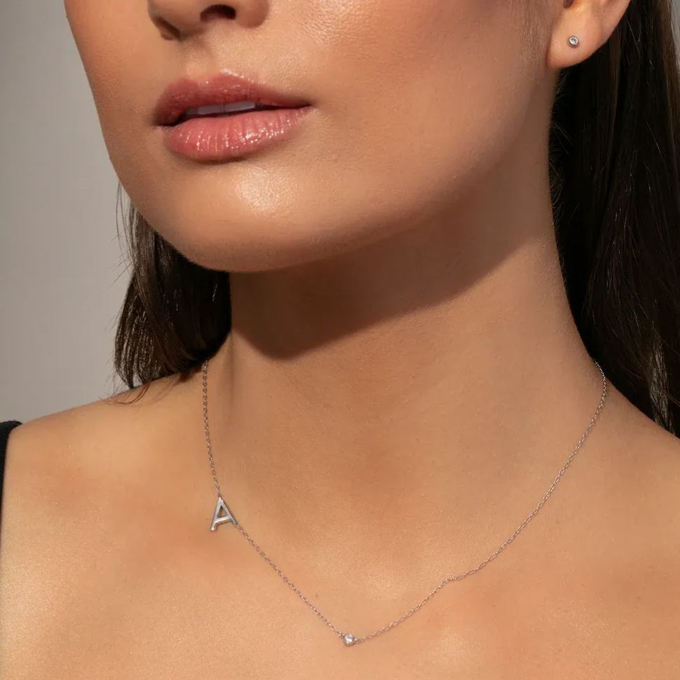 Personalized Initial Touch Necklace In Sterling Silver