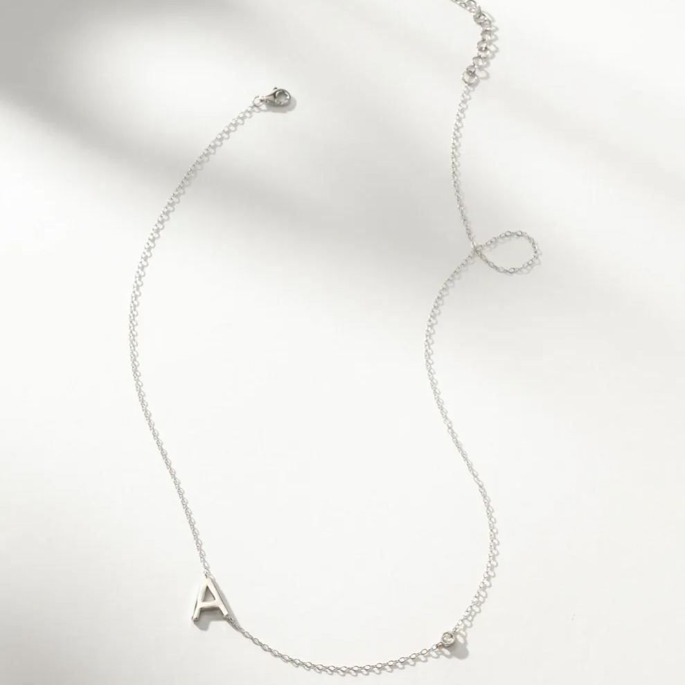 Personalized Initial Touch Necklace In Sterling Silver