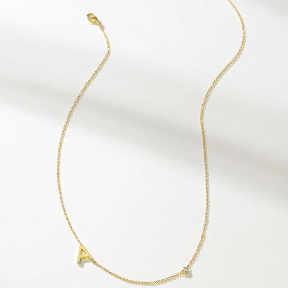 Personalized Initial Touch Necklace In Gold Vermeil