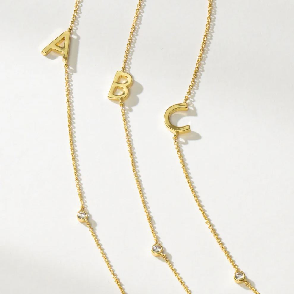 Personalized Initial Touch Necklace In Gold Vermeil