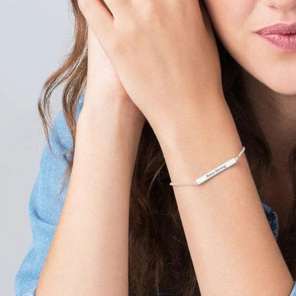 ID Name Bracelet with Diamond in Sterling Silver