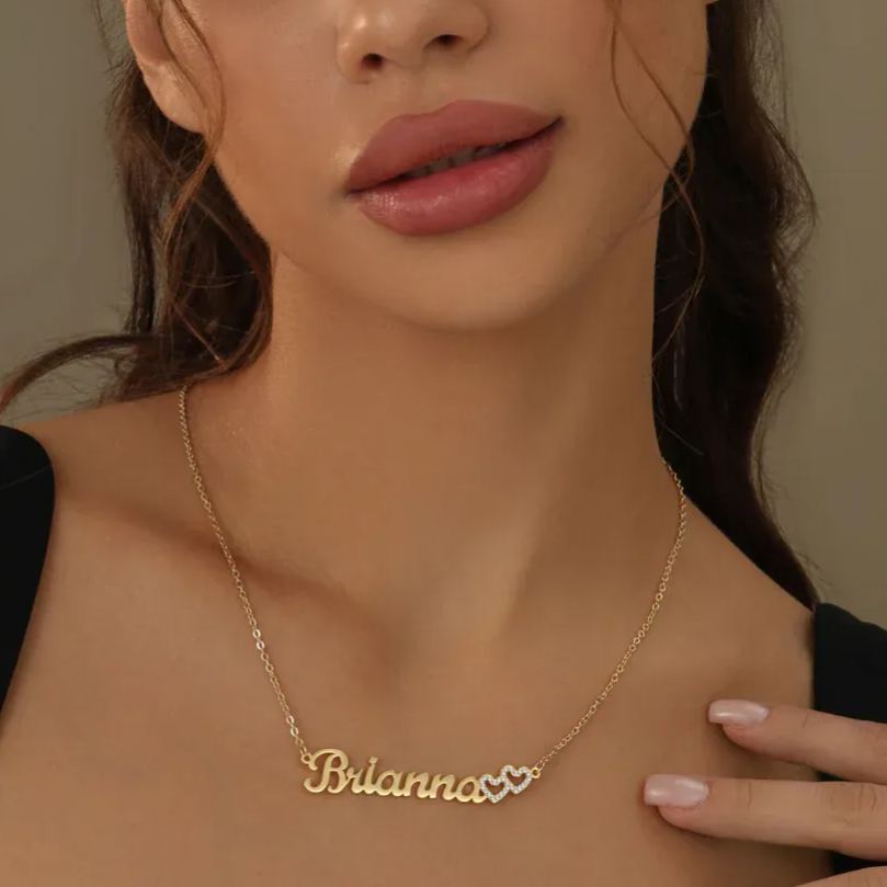 Iced Hearts Personalized Name Necklace In Sterling Silver