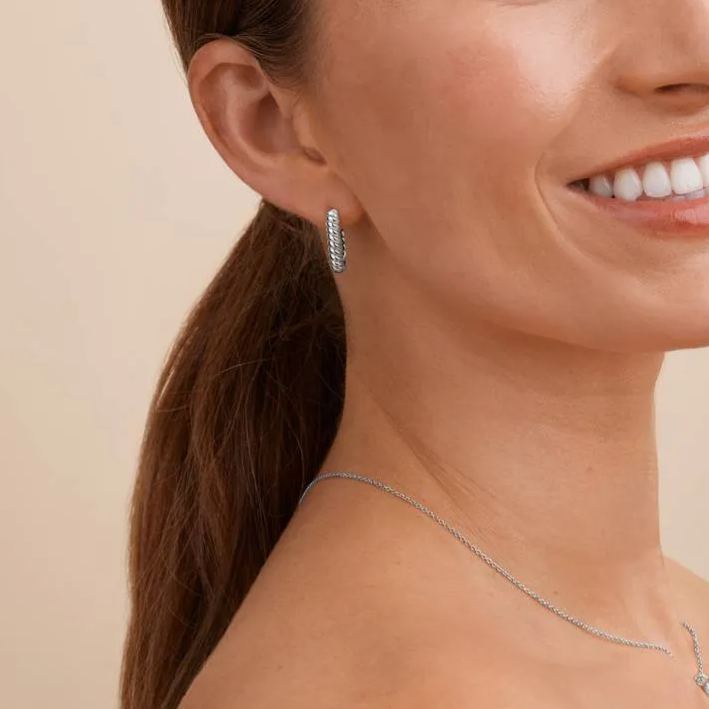 Essence Rope Huggies in Sterling Silver