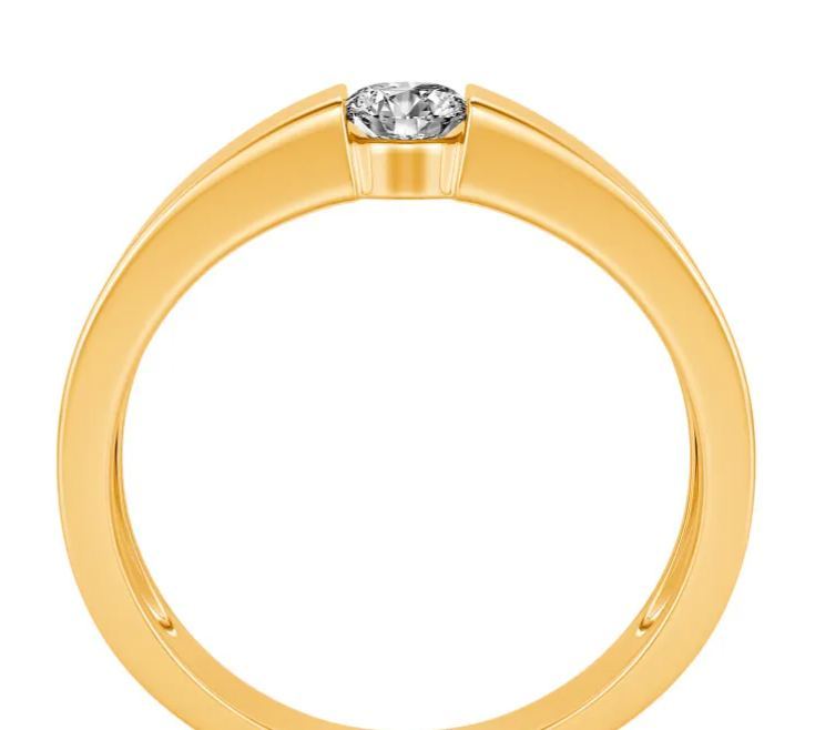 Simple Round Cut Men Engagement Ring in Gold Vermeil