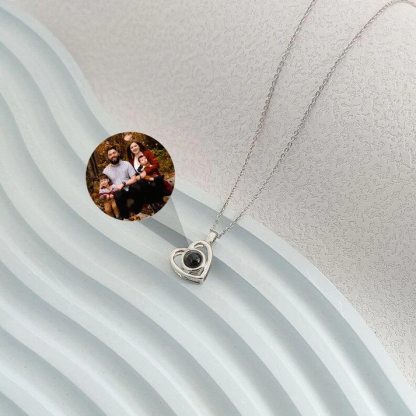 Personalized Photo Projection Heart Necklace In Sterling Silver
