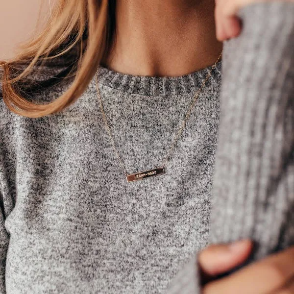 Personalized Classic Engraved Bar Necklace In Sterling Silver