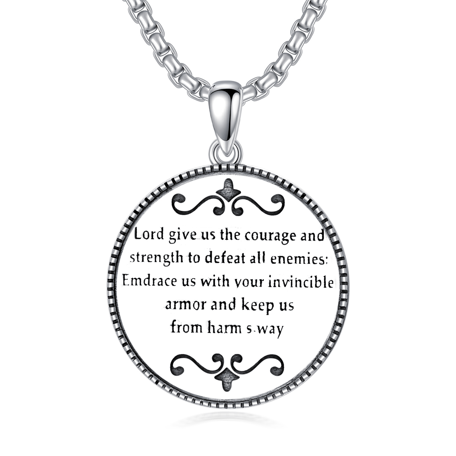 Guardian Strength Saint Michael Engraved Necklace in Sterling Silver-YAFEINI Personalized Jewelry