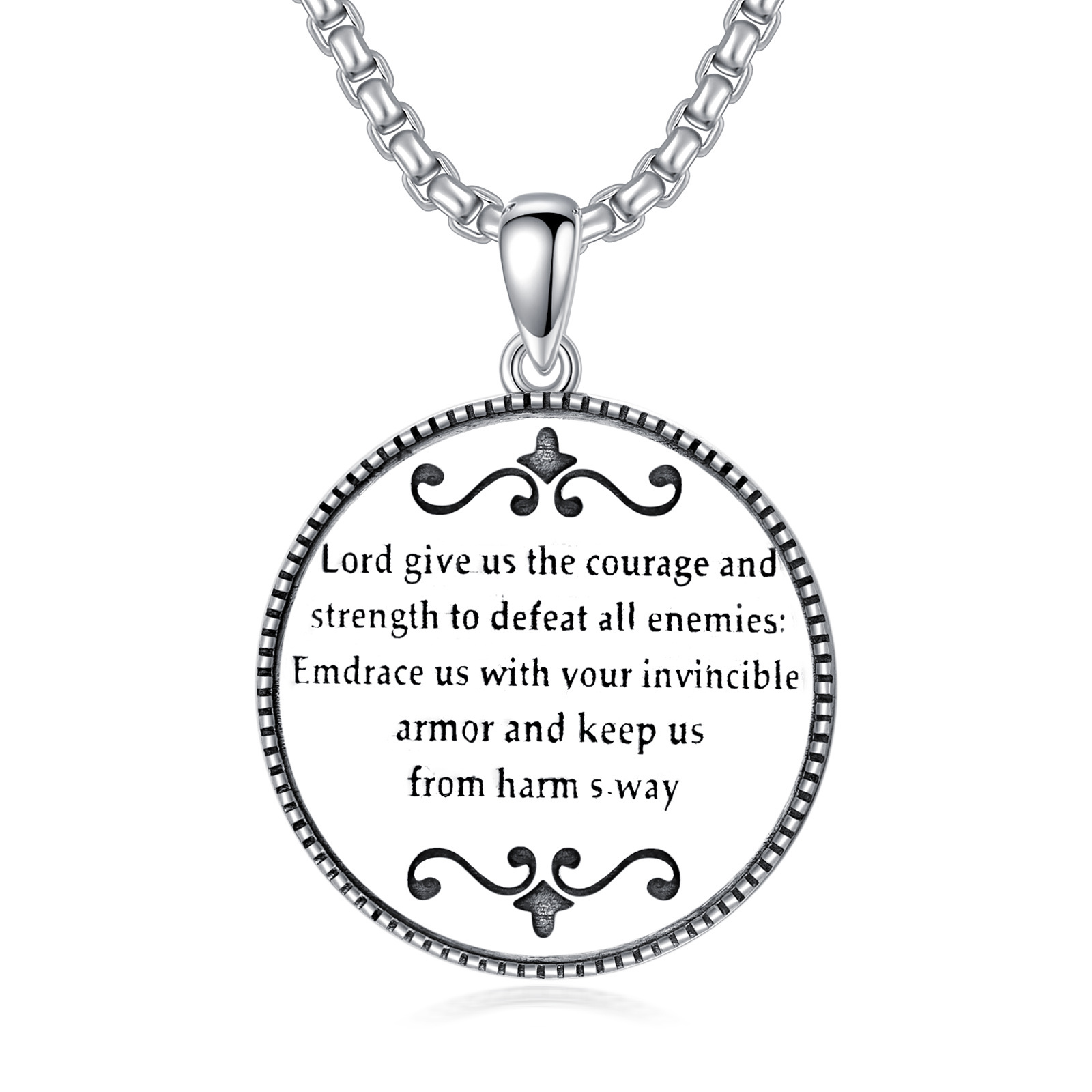 Guardian Strength Saint Michael Engraved Necklace in Sterling Silver-YAFEINI Personalized Jewelry