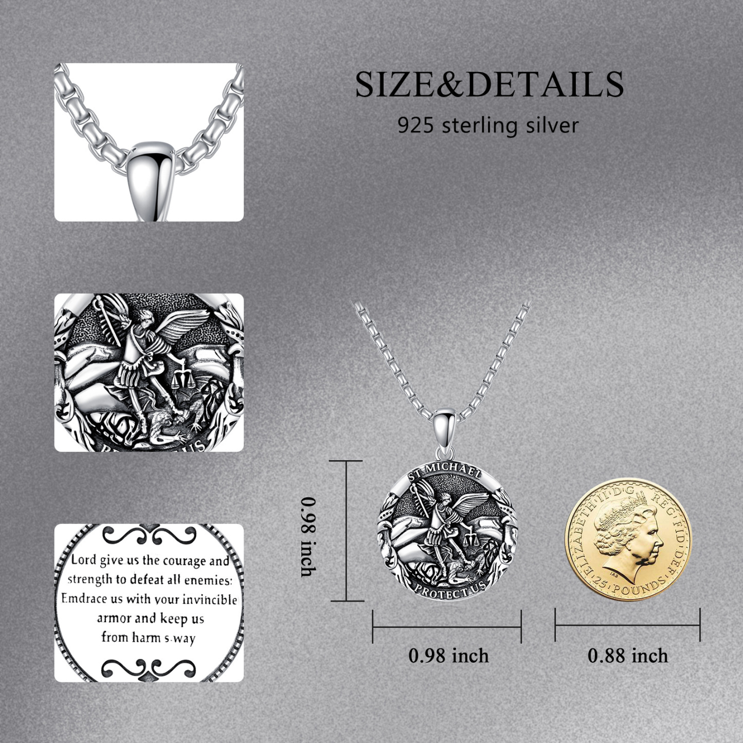 Guardian Strength Saint Michael Engraved Necklace in Sterling Silver-YAFEINI Personalized Jewelry