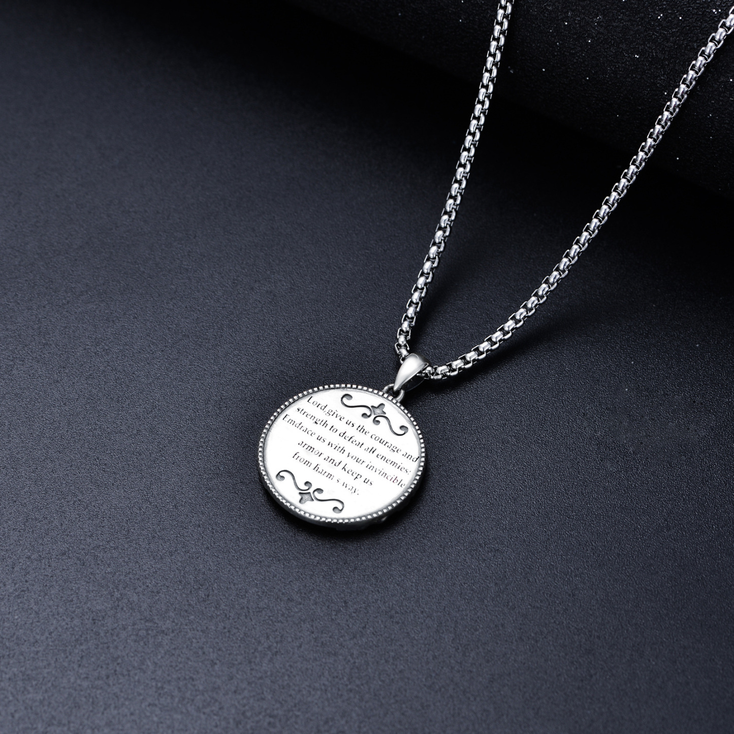 Guardian Strength Saint Michael Engraved Necklace in Sterling Silver-YAFEINI Personalized Jewelry
