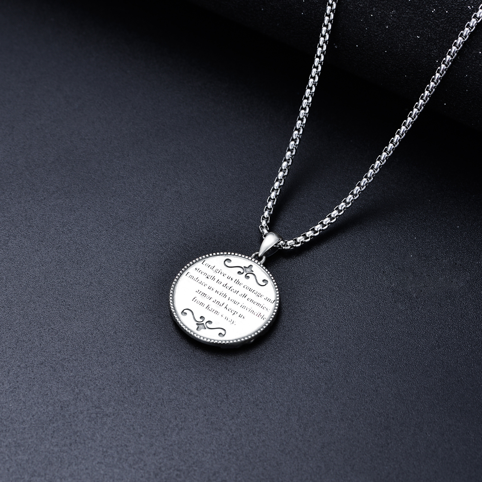 Guardian Strength Saint Michael Engraved Necklace in Sterling Silver-YAFEINI Personalized Jewelry