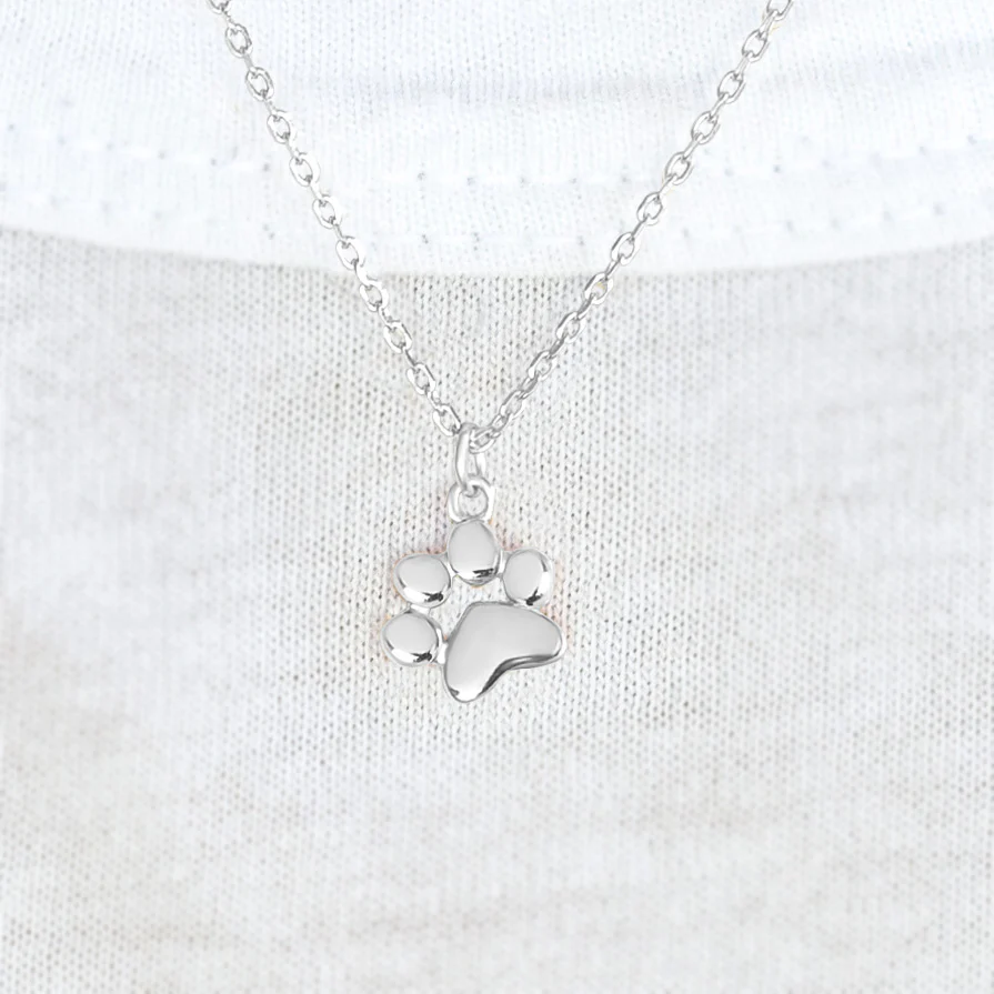 Teeny Tiny Paw Personalized Initials Necklace In Sterling Silver
