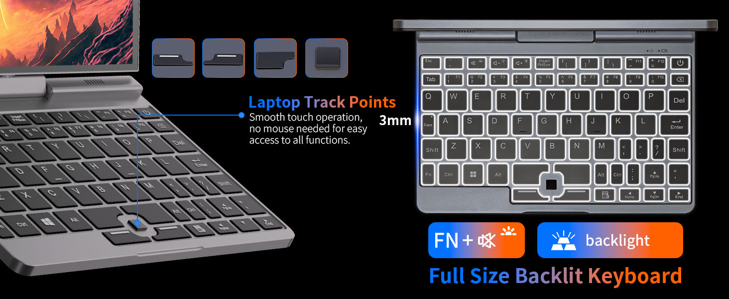 full size backlit keyboard laptop
