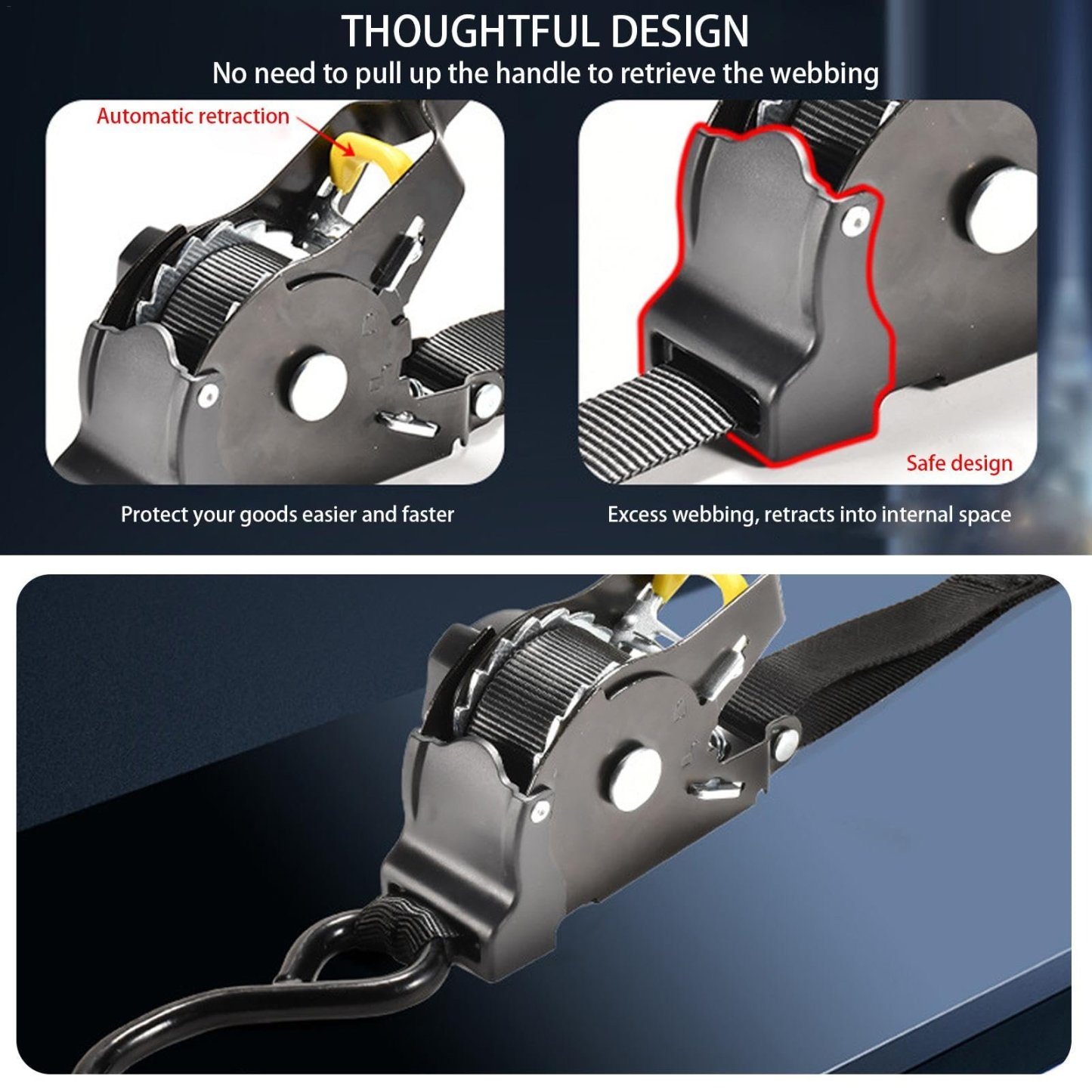 🎄Christmas Sales 49% OFF-Retractable Ratchet Straps (BUY 2 FREE SHIPPING )
