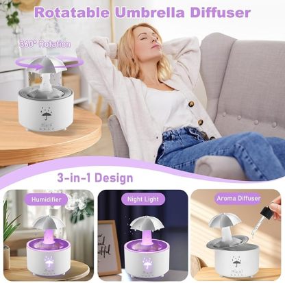 Hot Sale 49% OFF⏰ Rain Umbrella Humidifier & Aroma Diffuser with Soothing Rain Sounds