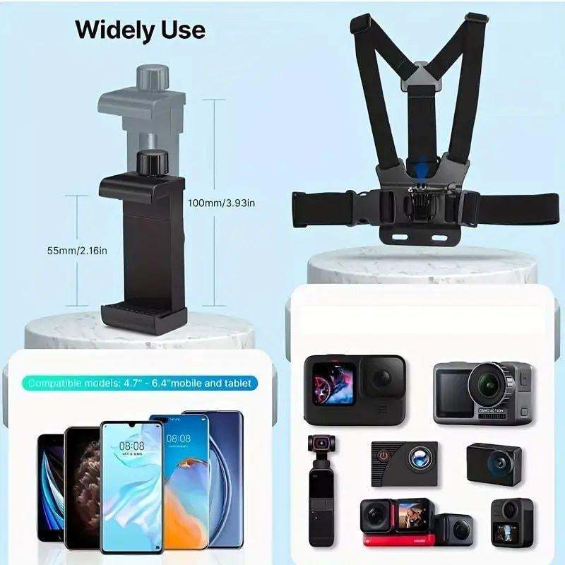 💥LAST DAY SALE 49% OFF💥 Action Camera Strap Set with Phone Clip, Fixing Mount for Gopro/Phone/Osmo Action, Sports Camera Accessories