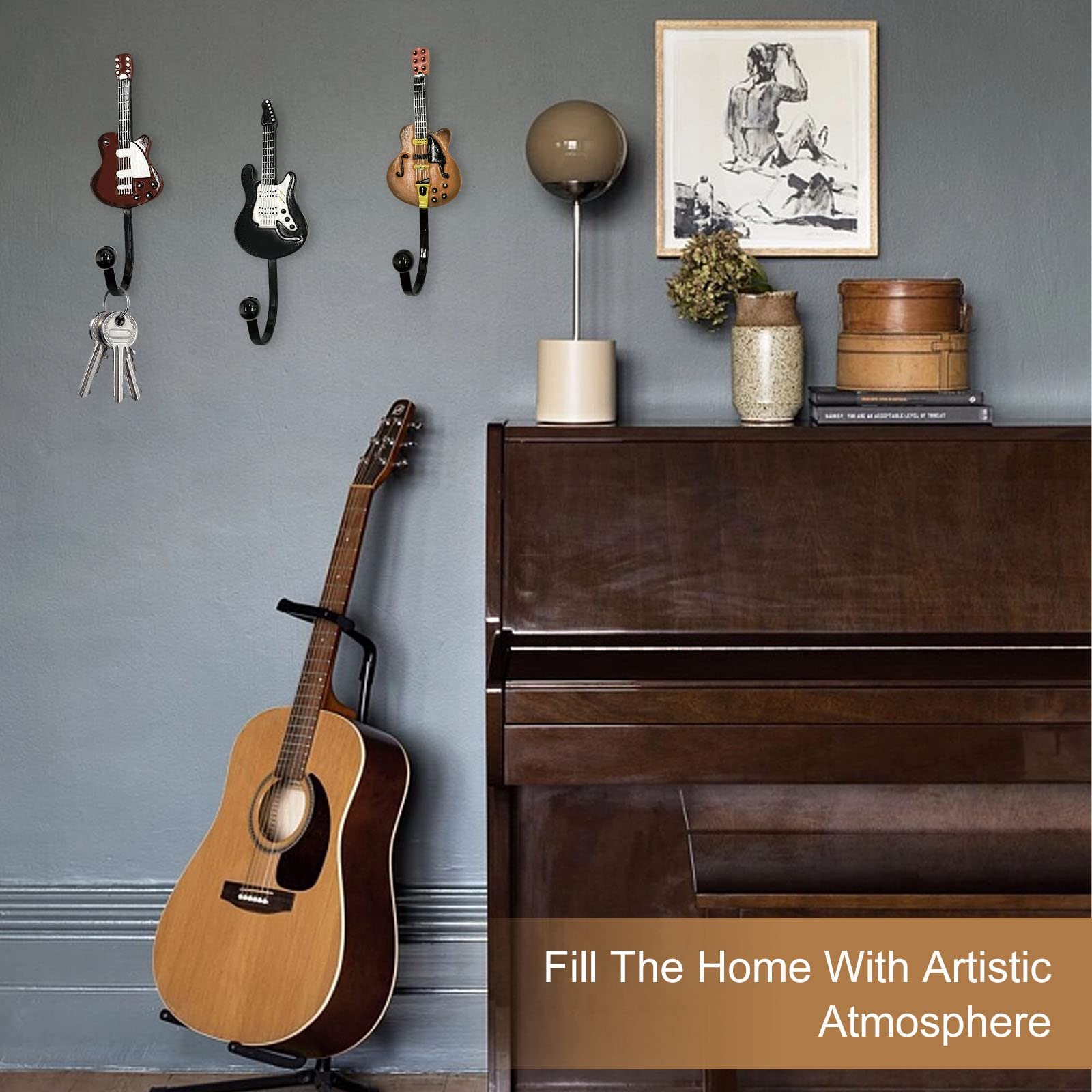 🎸Vintage Guitar Shaped Decorative Hooks Rack