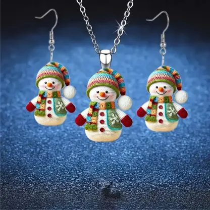 ⛄Early Chirstmas Sale SAVE 49% OFF - Christmas Colorful Scarf Snowman Necklace Earrings