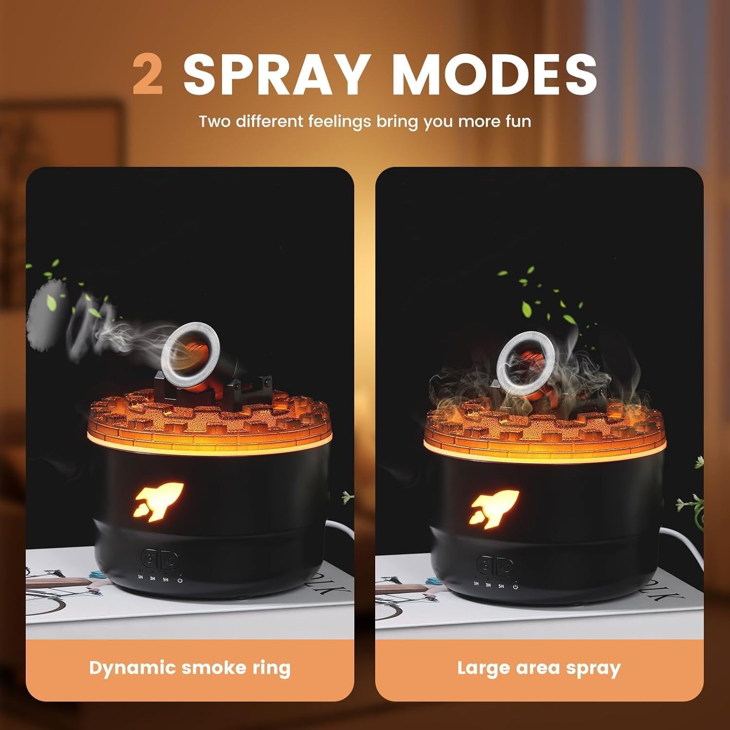Volcano Aromatherapy Diffuser Humidifier, Small Turret Shaped Essential Oil Diffuser