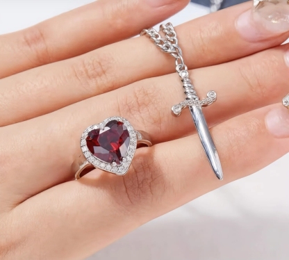Heart and Sword Couples Necklace