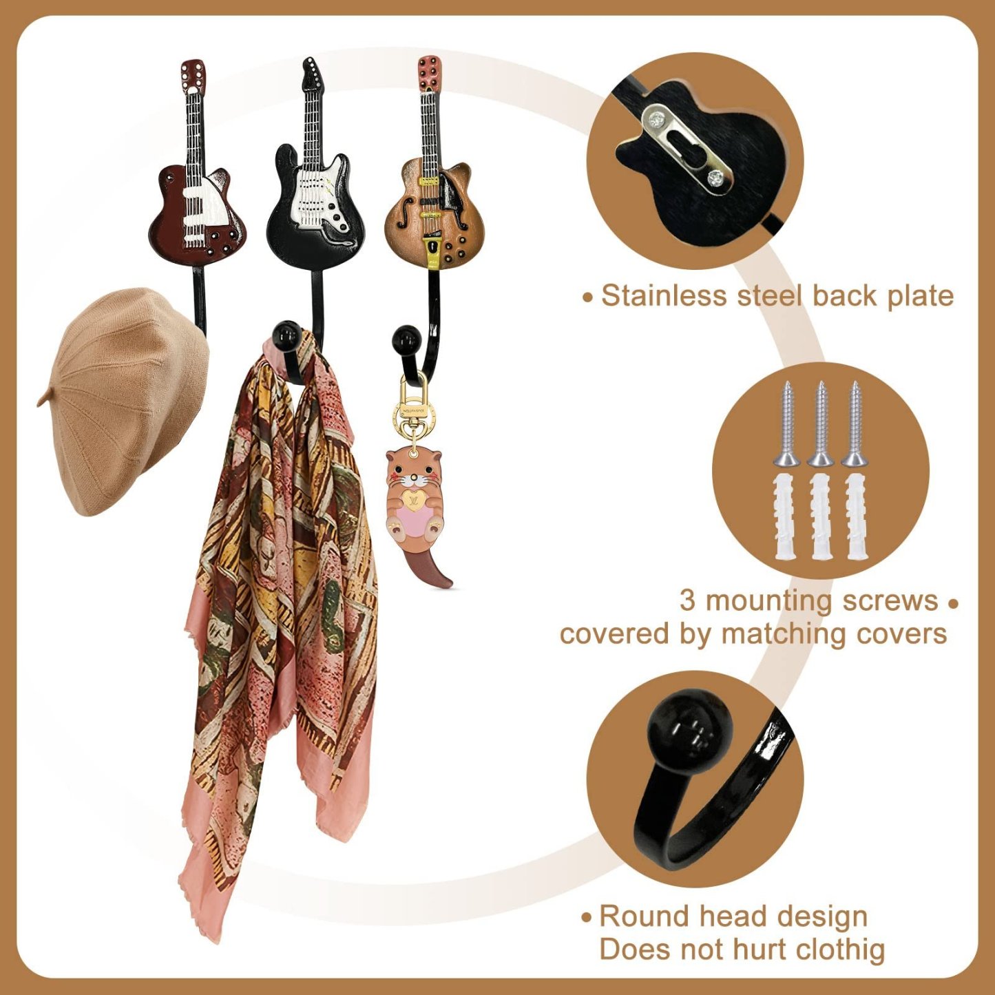 🎸Vintage Guitar Shaped Decorative Hooks Rack