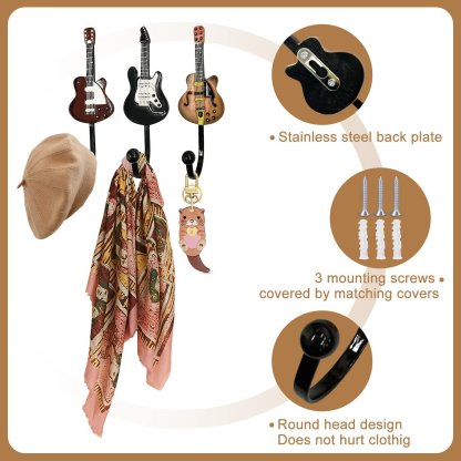 🎸Vintage Guitar Shaped Decorative Hooks Rack