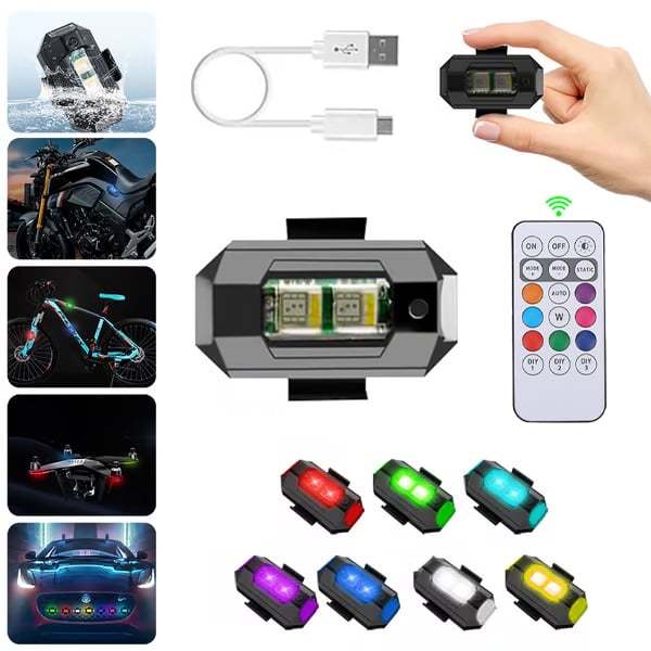 7 Colors LED Aircraft Strobe Lights & USB Charging