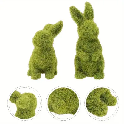"🌿 【Easter Garden Magic】 Handcrafted Resin Moss Bunny Figurines🐇