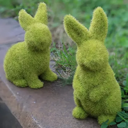 "🌿 【Easter Garden Magic】 Handcrafted Resin Moss Bunny Figurines🐇