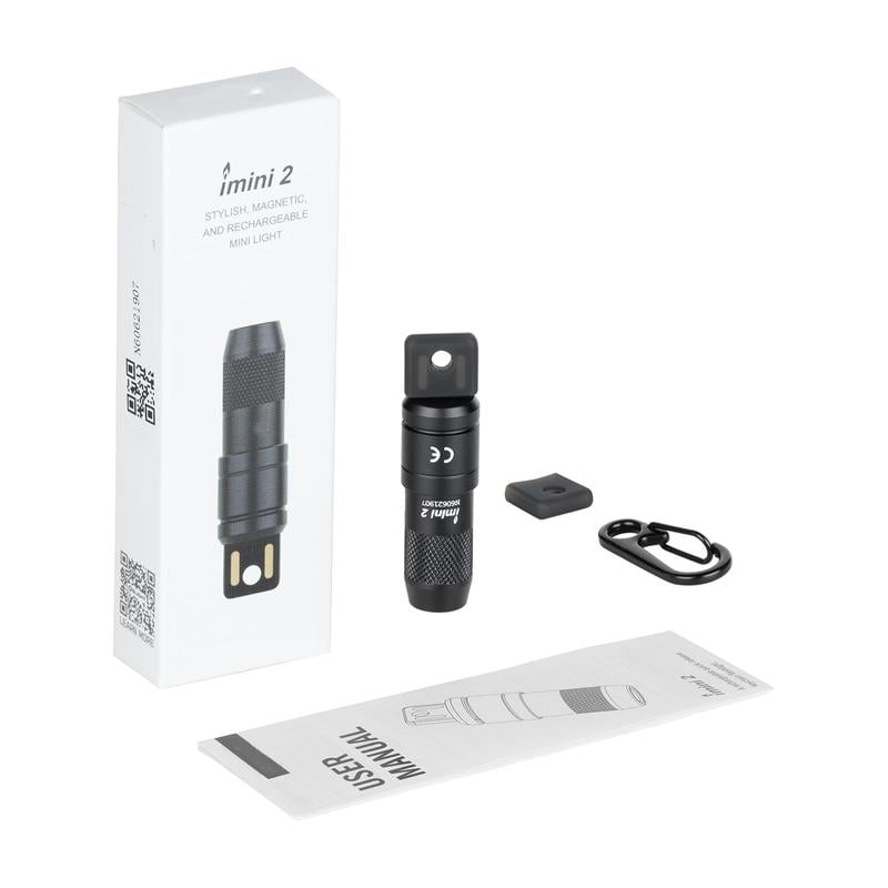 IMINI 2 EDC Rechargeable Keychain Flashlight, 50 Lumens Compact and Portable Mini Light, Tiny LED Keyring Lights with Built-in Battery Ideal for Everyday Carry