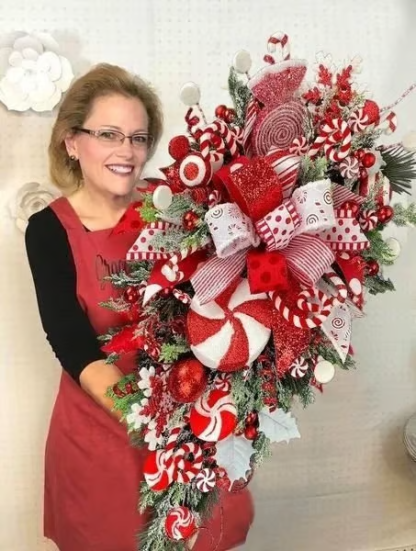 🔥Last Day 75% OFF🔥🍭Candy Cane Christmas Wreath🍭
