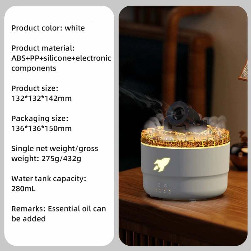 Volcano Aromatherapy Diffuser Humidifier, Small Turret Shaped Essential Oil Diffuser