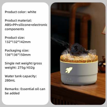 Volcano Aromatherapy Diffuser Humidifier, Small Turret Shaped Essential Oil Diffuser
