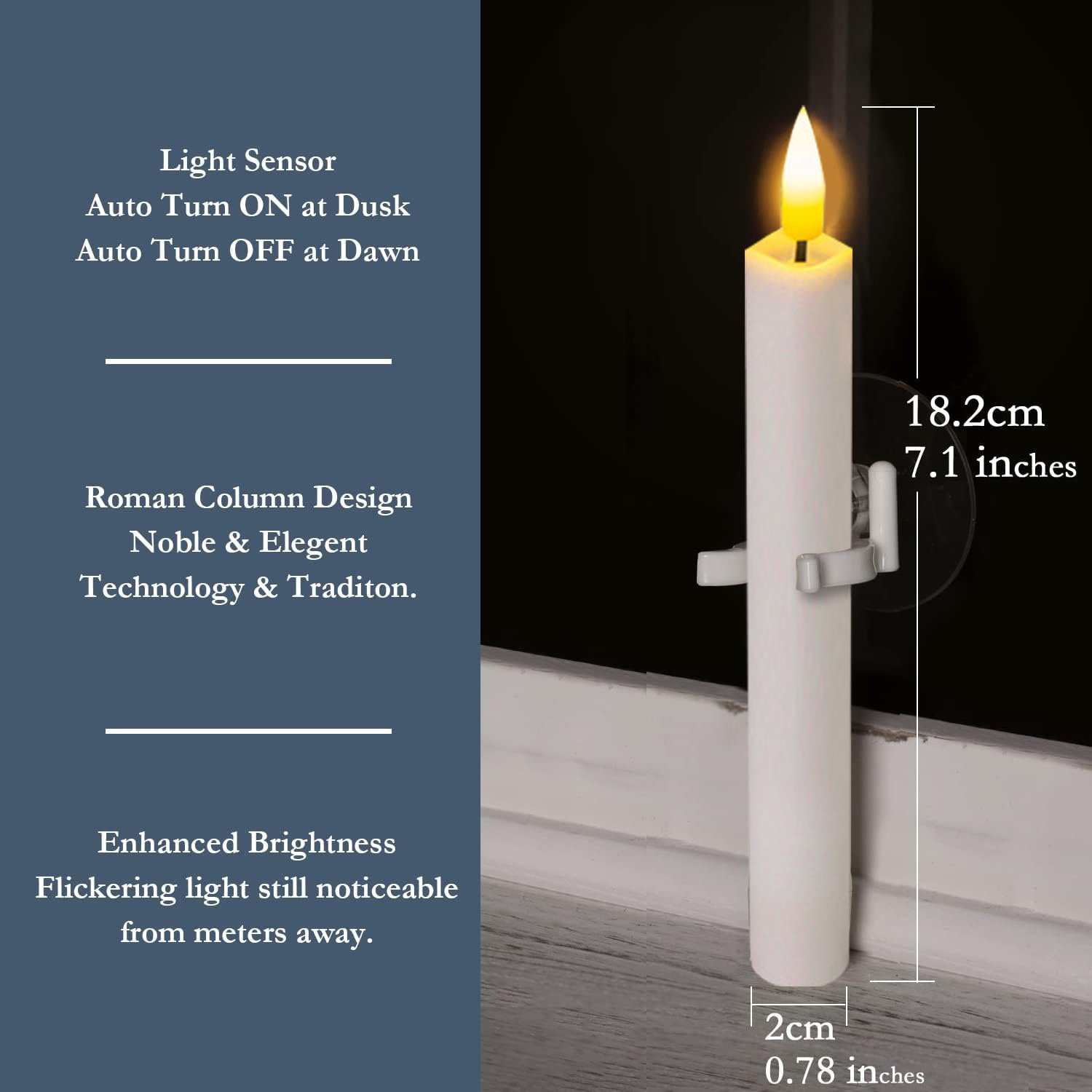 🎄CHRISTMAS ON SALE🔥Window flameless Led tapered candle dusk dawn (1Set/6pcs)