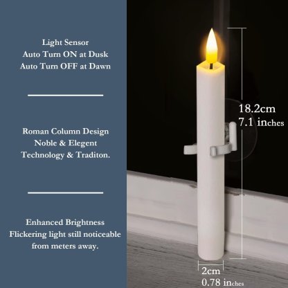 🎄CHRISTMAS ON SALE🔥Window flameless Led tapered candle dusk dawn (1Set/6pcs)