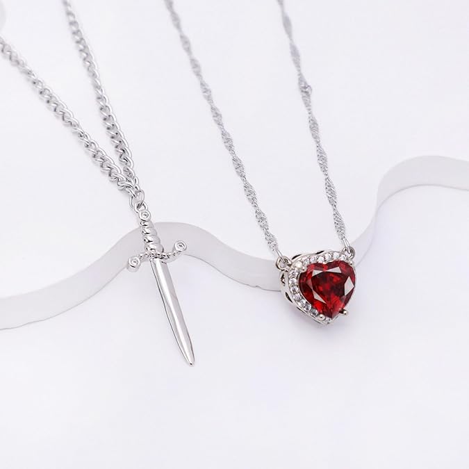 Heart and Sword Couples Necklace