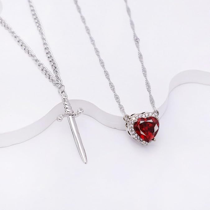 Heart and Sword Couples Necklace