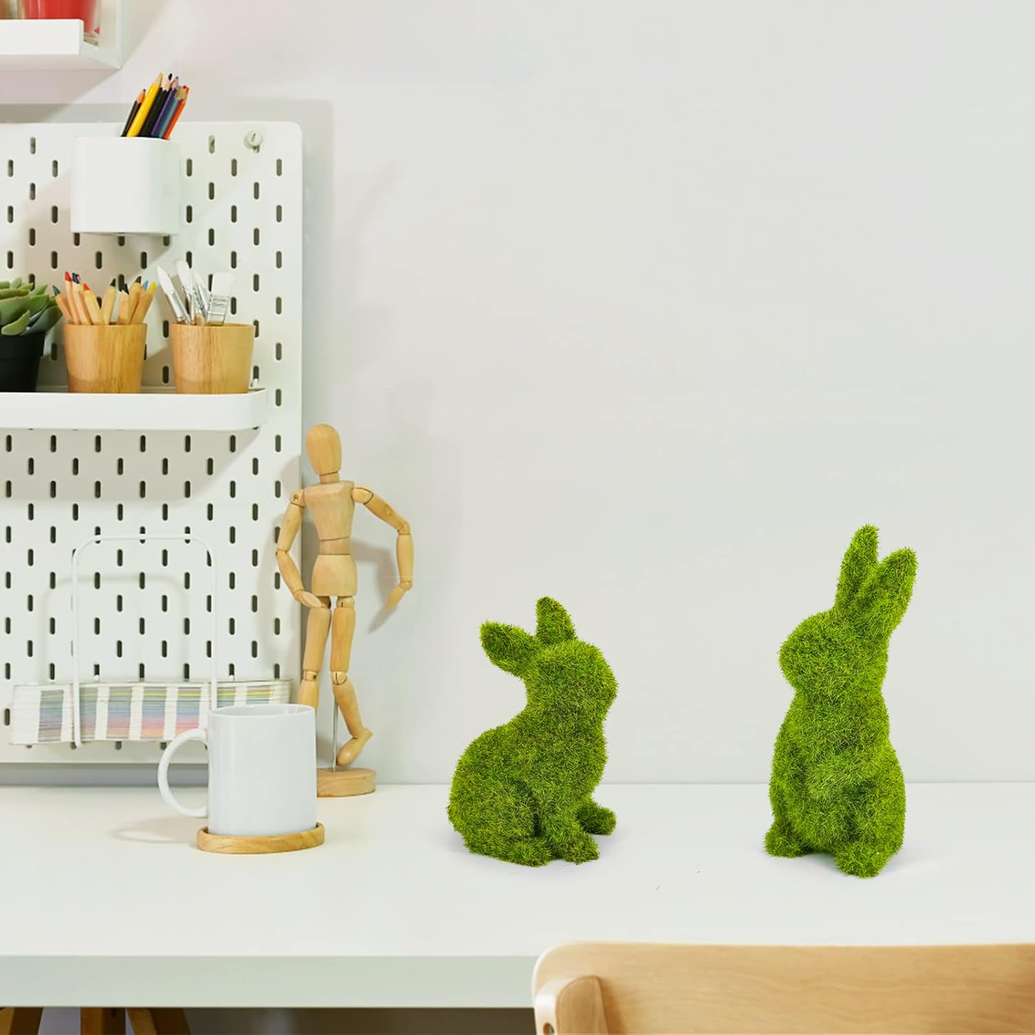 "🌿 【Easter Garden Magic】 Handcrafted Resin Moss Bunny Figurines🐇