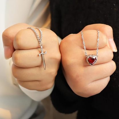 Heart and Sword Couples Necklace