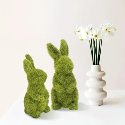 "🌿 【Easter Garden Magic】 Handcrafted Resin Moss Bunny Figurines🐇