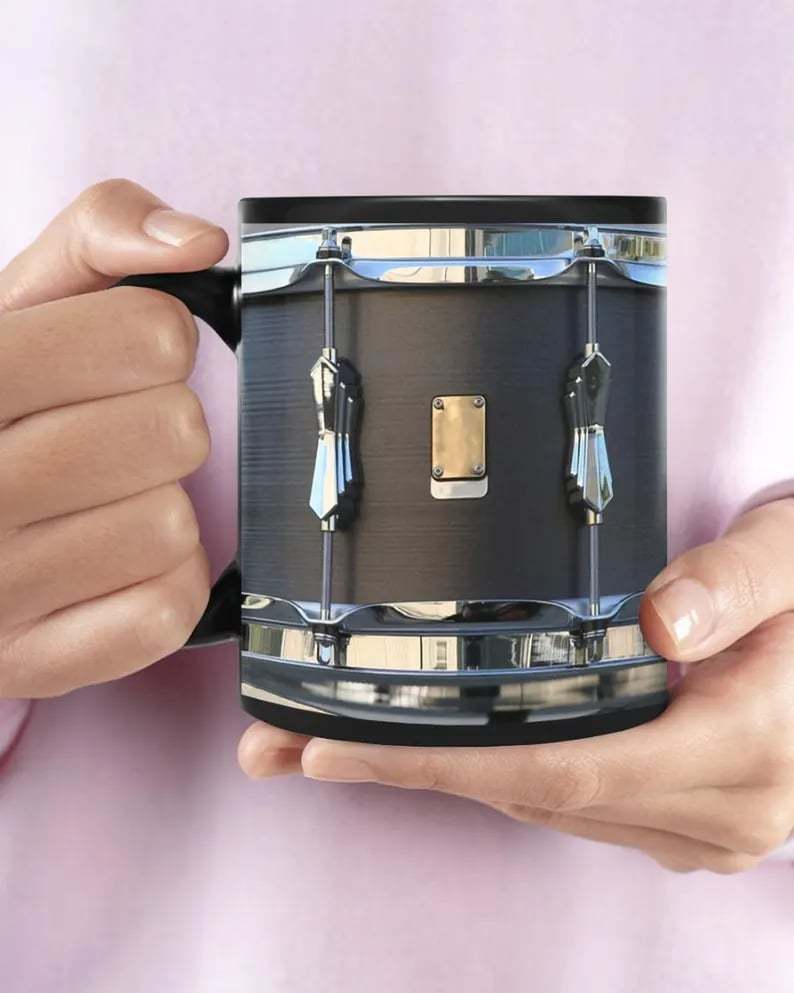 đChristmas Sales 49% OFFđ Black Vintage Drum Mug Funny Drumming Gifts, Gift for Drummer, Drumming Coffee Cup