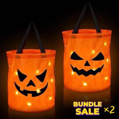 💥LAST DAY SALE 49% OFF💥 Halloween Candy Bucket with LED Lights Trick or Treat Bags for Kids and Adults Halloween Basket